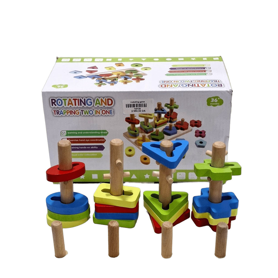 Jouet éducatif en bois – Couleurs et formes à empiler